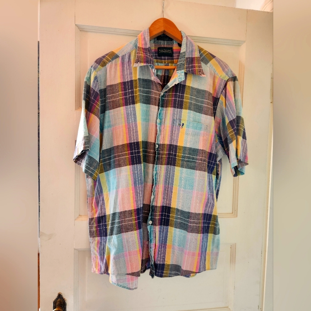 Flying Scotsman Vintage Short Sleeve Button Down Shirt Size XL Plaid